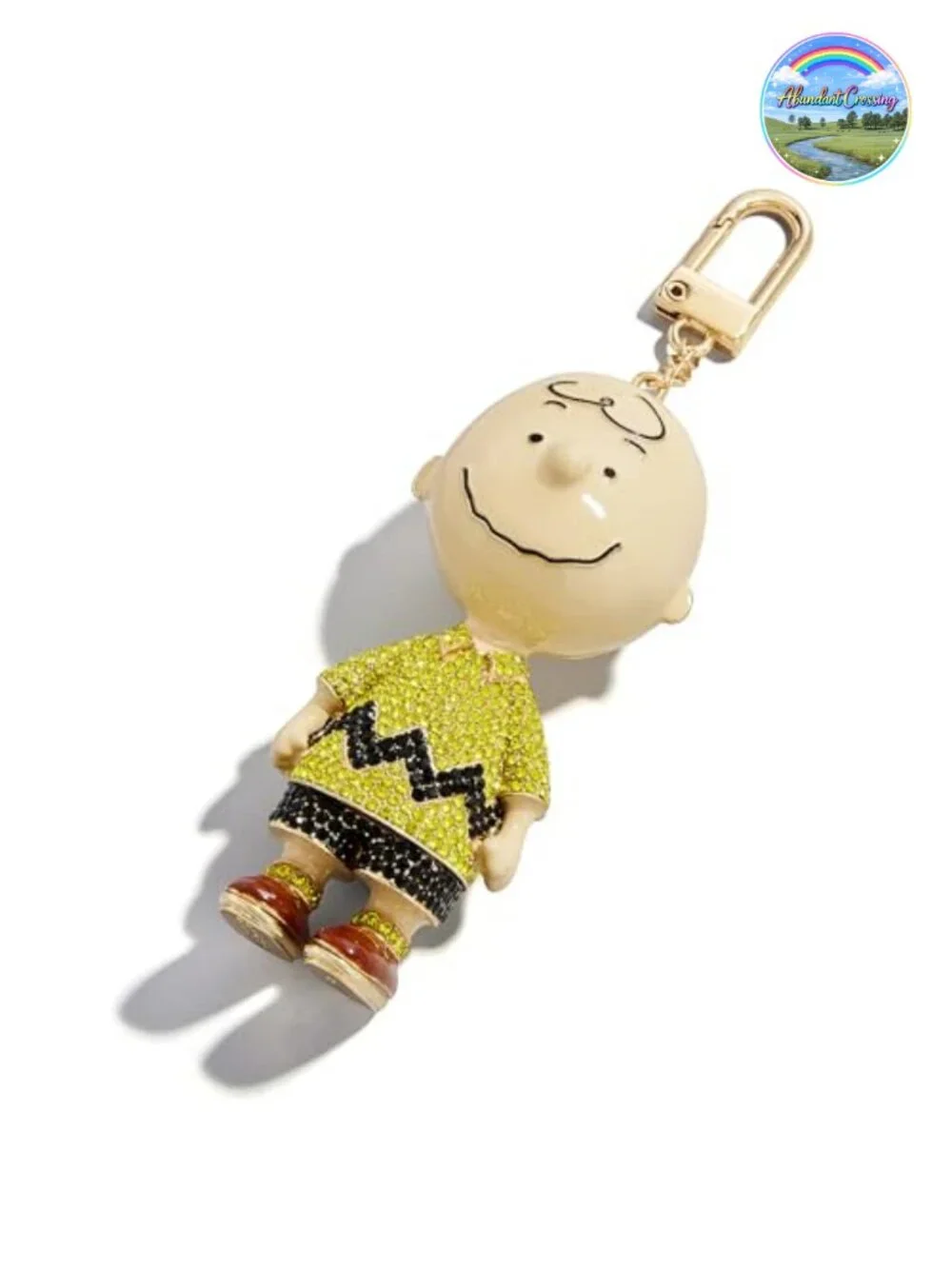Peanuts Charlie Brown Crystal Enamel Bag Charm Clip Keychain